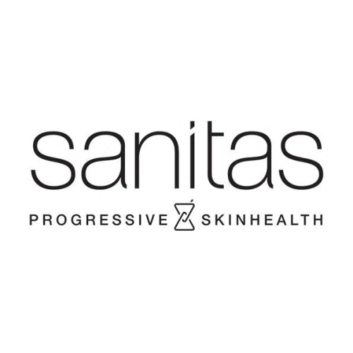 Sanitas logo with text 'Progressive Skin Health' and a checkmark symbol.