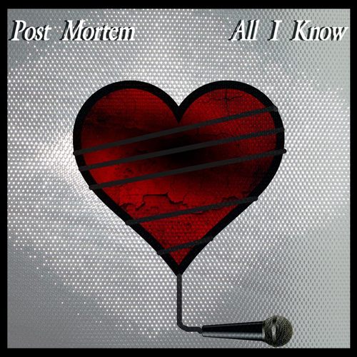 Heart-shaped red object with black lines, connected to a microphone, on a dotted background, with text at top. Word count: 20
